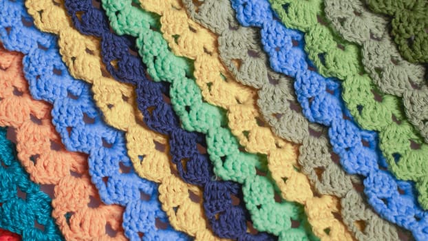 Handmade knitting wool texture background closeup needlework