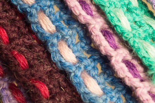 Handmade knitting wool texture background closeup needlework