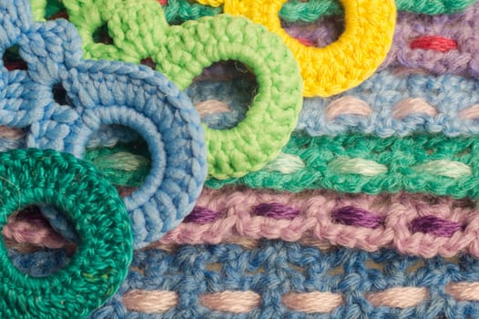 Handmade knitting wool texture background closeup needlework