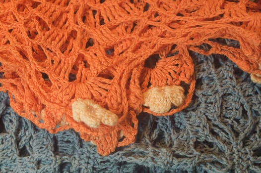 Handmade knitting wool texture background closeup needlework