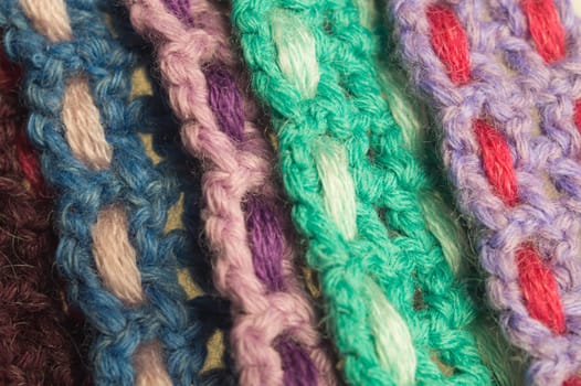 Handmade knitting wool texture background closeup needlework