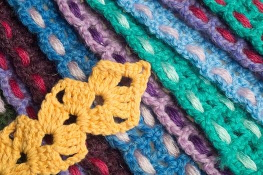 Handmade knitting wool texture background closeup needlework