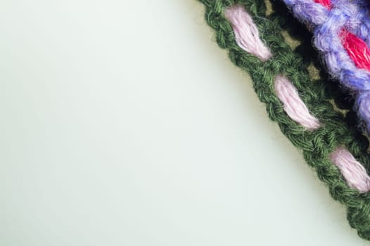 Handmade knitting wool texture background closeup needlework