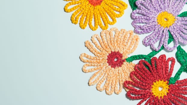 Handmade knitting wool texture background closeup needlework