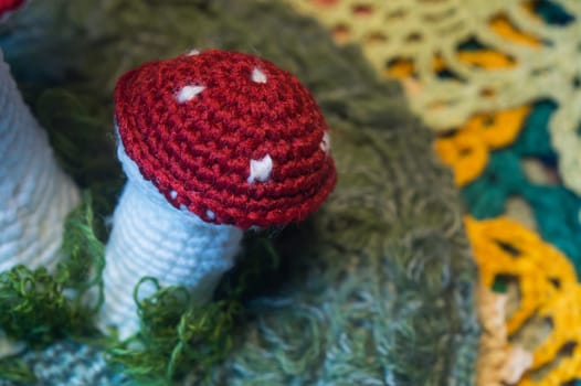 Handmade knitting wool texture background closeup needlework