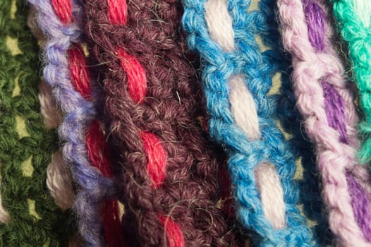 Handmade knitting wool texture background closeup needlework