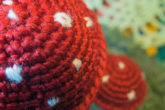 Handmade knitting wool texture background closeup needlework