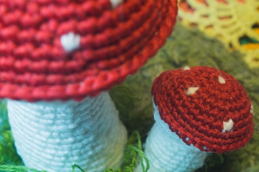 Handmade knitting wool texture background closeup needlework
