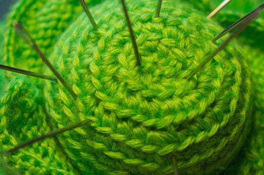 Handmade knitting wool texture background closeup needlework
