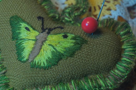 Handmade knitting wool texture background closeup needlework
