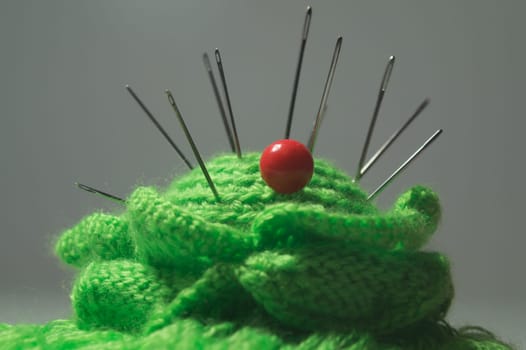 Handmade knitting wool texture background closeup needlework