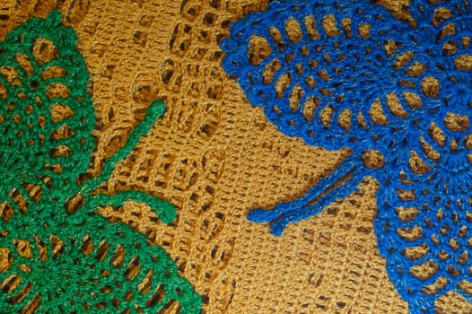 Handmade knitting wool texture background closeup needlework