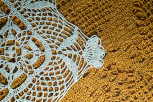 Handmade knitting wool texture background closeup needlework