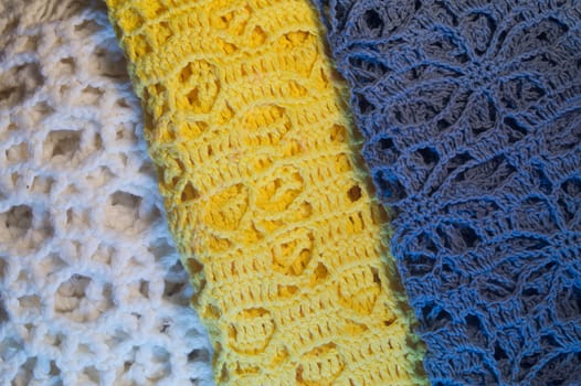 Handmade knitting wool texture background closeup needlework