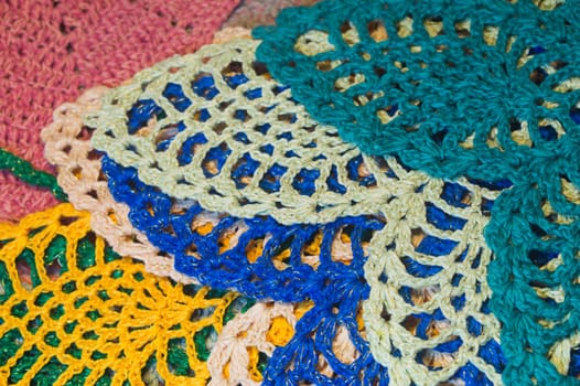 Handmade knitting wool texture background closeup needlework
