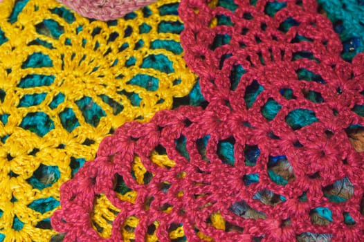 Handmade knitting wool texture background closeup needlework