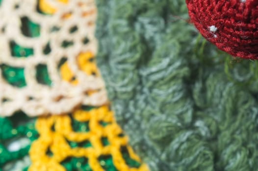 Handmade knitting wool texture background closeup needlework