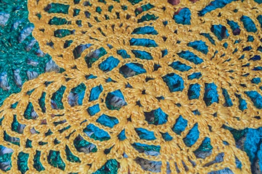Handmade knitting wool texture background closeup needlework