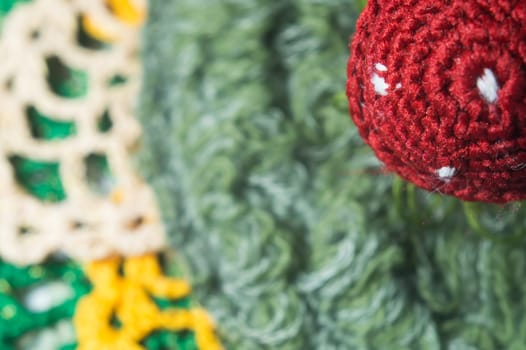 Handmade knitting wool texture background closeup needlework