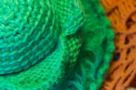 Handmade knitting wool texture background closeup needlework