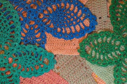 Handmade knitting wool texture background closeup needlework