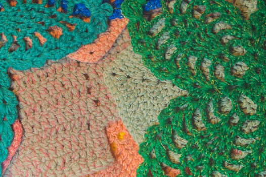 Handmade knitting wool texture background closeup needlework