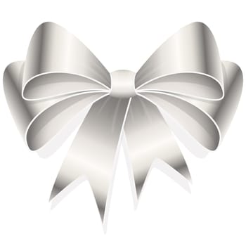 EPS 10 vector illustration of silver colored ribbon bow isolated on white background