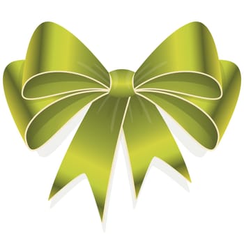 EPS 10 vector illustration of green colored ribbon bow isolated on white background