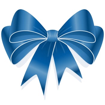 EPS 10 vector illustration of blue colored ribbon bow isolated on white background
