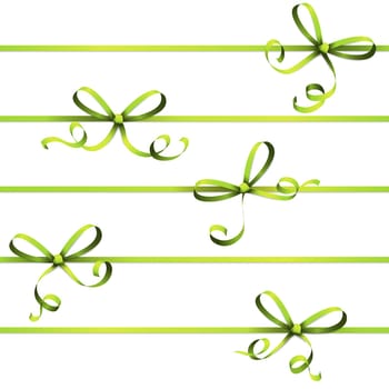 EPS 10 vector illustration of green colored ribbon bow isolated on white background