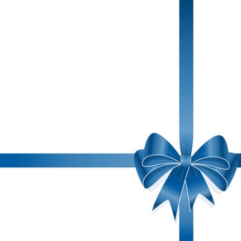 EPS 10 vector illustration of blue colored ribbon bow isolated on white background