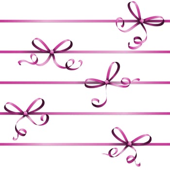 EPS 10 vector illustration of purple colored ribbon bow isolated on white background