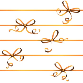 EPS 10 vector illustration of orange colored ribbon bow isolated on white background