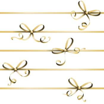 EPS 10 vector illustration of golden colored ribbon bow isolated on white background