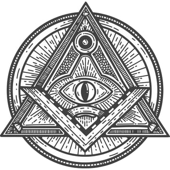 quare and compass masonic occultism black white eye of providence illuminati illustration