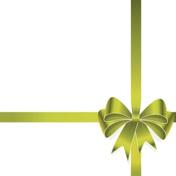 EPS 10 vector illustration of green colored ribbon bow isolated on white background