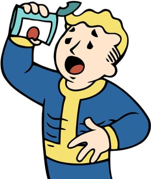 Vault Boy hungry starving illustration character fallout