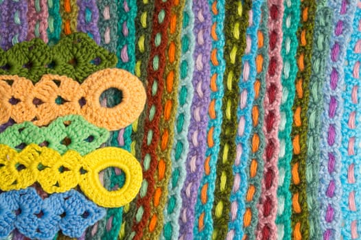 Handmade knitting wool texture background closeup needlework