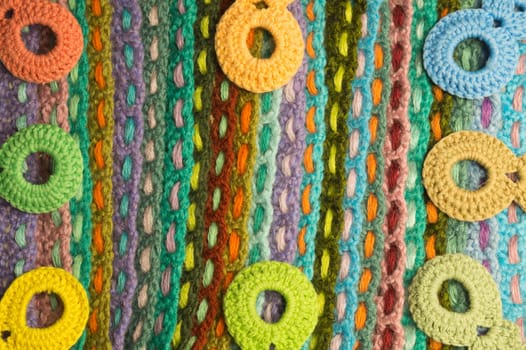 Handmade knitting wool texture background closeup needlework