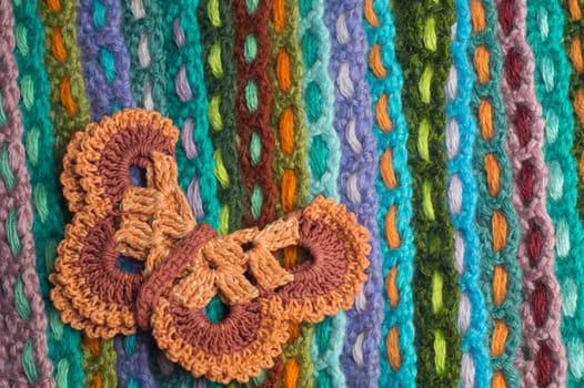 Handmade knitting wool texture background closeup needlework