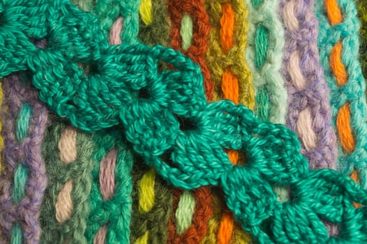Handmade knitting wool texture background closeup needlework