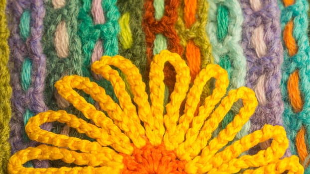 Handmade knitting wool texture background closeup needlework