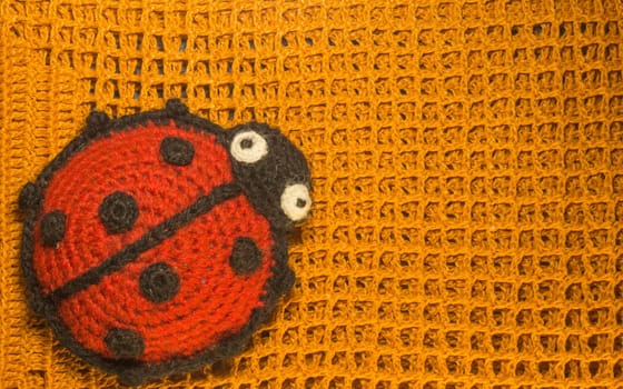 Handmade knitting wool texture background closeup needlework