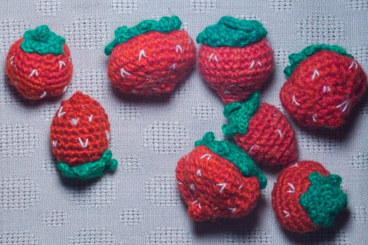 Handmade knitting wool texture background closeup needlework. healthy food concept