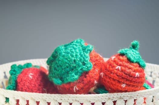 Handmade knitting wool texture background closeup needlework. healthy food concept