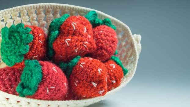 Handmade knitting wool texture background closeup needlework. healthy food concept