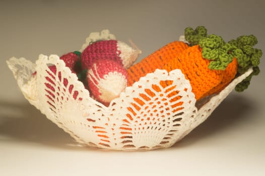 Handmade knitting wool texture background closeup needlework. healthy food concept