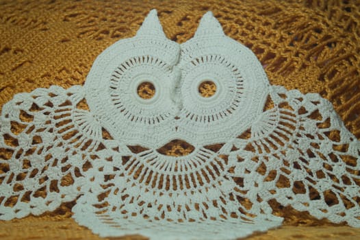 Handmade knitting wool texture background closeup needlework. healthy food concept
