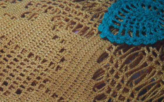 Handmade knitting wool texture background closeup needlework. healthy food concept