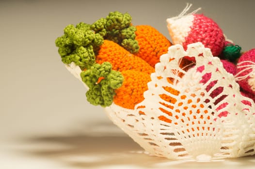 Handmade knitting wool texture background closeup needlework. healthy food concept